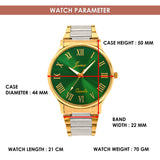 Jainx JM1196 green dial two-tone chain analog watch for men 