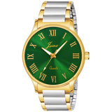 Jainx JM1196 green dial two-tone chain analog watch for men 