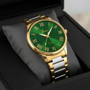 Jainx JM1196 green dial two-tone chain analog watch for men 