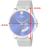Jainx Blue Day & Date Function Dial Steel Mesh Chain Analog Watch - For Men JM7119