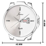 Jainx JM7133 Brown Leatherette Strap Silver Day And Date Dial Analog Watch - For Men
