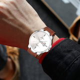 Jainx JM7133 Brown Leatherette Strap Silver Day And Date Dial Analog Watch - For Men