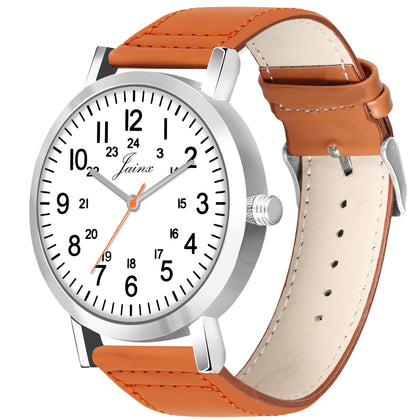 Jainx Men'S White Dial Leather Strap Analog Watch - JM7144