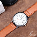Jainx Men'S White Dial Leather Strap Analog Watch - JM7144