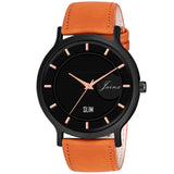 Jainx Slim Black Dial Leather Strap Analog Watch - for Men JM7150