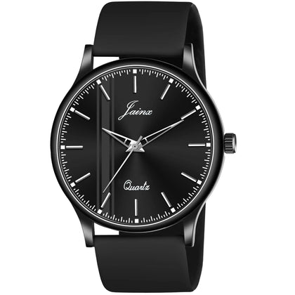 Jainx Black Silicone Band Analog Watch For Men