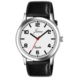 jainx White Dial Black Leather Band Analog Wrist Watch for Men - JM7191
