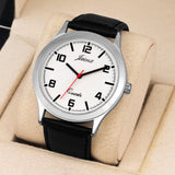 Jainx White Dial Black Leather Band Analog Wrist Watch For Men - JM7191