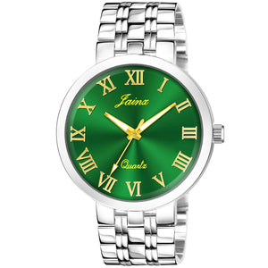 Jainx Green Dial Steel Chain Analog Wrist Watch For Men - JM7194