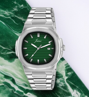 Jainx Green Dial Steel Chain Analog Wrist Watch For Mens - JM7203