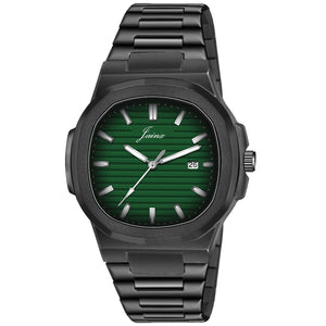 Jainx Green Dial Black Steel Chain Analog Wrist Watch For Mens - JM7206