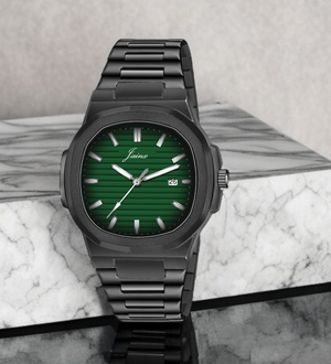 Jainx Green Dial Black Steel Chain Analog Wrist Watch For Mens - JM7206
