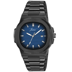 Jainx Blue Dial Black Steel Chain Analog Wrist Watch For Mens - JM7207