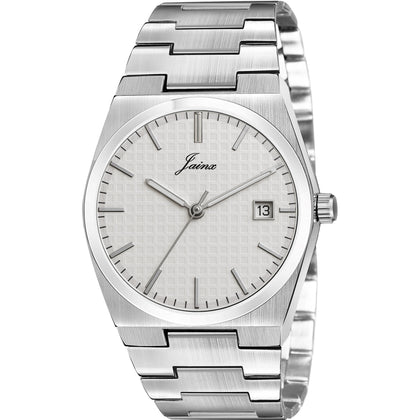 Jainx Silver Date Dial Feature Steel Chain Analog Watch for Men - JM7211