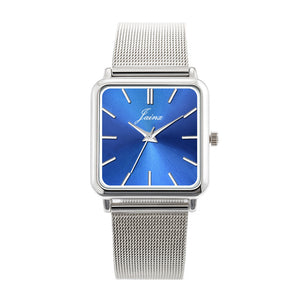 Jainx Minimalist Square Blue Dial Steel Chain Analog Wrist Watch for Men - JM7215