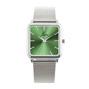 Jainx Minimalist Square Green Dial Steel Chain Analog Wrist Watch for Men