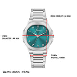 Jainx Teal Blue Arabic Dial Analog Stainless Steel Watch for Men – JM7228