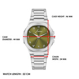 Jainx Olive Green Arabic Dial Stainless Steel Analog Watch for Men – JM7231