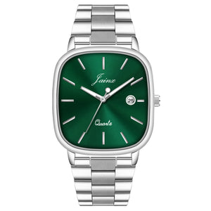 Jainx Emerald Green Square Dial Steel Chain Analog Wrist Watch for Men