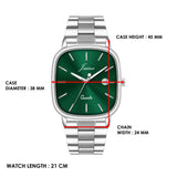Jainx Emerald Green Square Dial Steel Chain Analog Wrist Watch for Men