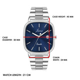 Jainx Blue Square Shape Steel Chain Gift Set Analog Wrist Watch for Couple - JC9413