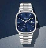 Jainx Navy Blue Square Dial Steel Chain Analog Wrist Watch for Men
