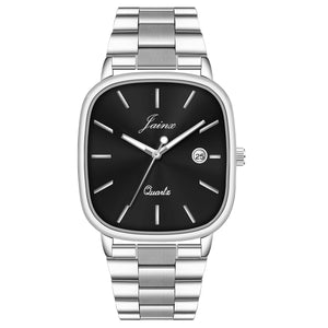 Jainx Jet Black Square Dial Steel Chain Analog Wrist Watch for Men