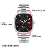 Jainx Black Square Shape Steel Chain Gift Set Analog Wrist Watch for Couple - JC9412