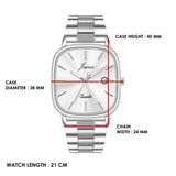 Jainx Pearl White Square Dial Steel Chain Analog Wrist Watch for Men