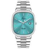 Jainx Aqua Blue Square Dial Steel Chain Analog Wrist Watch for Men