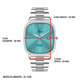 Jainx Aqua Blue Square Dial Steel Chain Analog Wrist Watch for Men