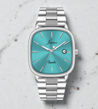 Jainx Aqua Blue Square Dial Steel Chain Analog Wrist Watch for Men