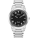 Jainx Classic Black Dial Silver Steel Chain Analog Wrist Watch for Men - JM7238