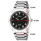 Jainx Classic Black Dial Silver Steel Chain Analog Wrist Watch for Men - JM7238