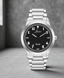 Jainx Classic Black Dial Silver Steel Chain Analog Wrist Watch for Men - JM7238