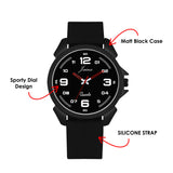 Jainx Matte Black Silicone Band Analog Wrist Watch for Men - JM7241