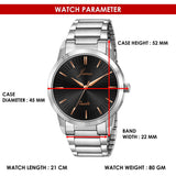 Jainx Black Minimal Dial Steel Chain Analog Wrist Watch for Men - JM7243
