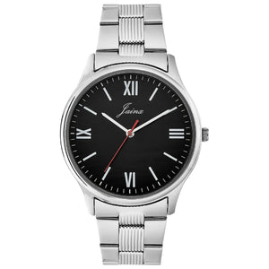 Jainx Black Dial Silver Stainless Steel Chain Analog Wrist Watch for Men - JM7245