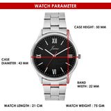 Jainx Black Dial Silver Stainless Steel Chain Analog Wrist Watch for Men - JM7245