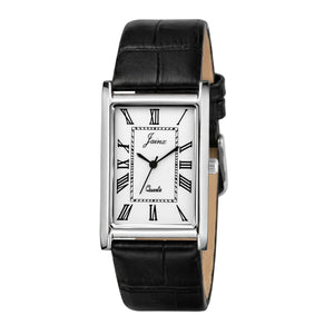 Jainx Executive Rectangular Shape Black Leather Strap Analog Wrist Watch for Men