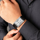 Jainx Executive Rectangular Shape Black Leather Strap Analog Wrist Watch for Men