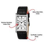 Jainx Executive Rectangular Shape Black Leather Strap Analog Wrist Watch for Men