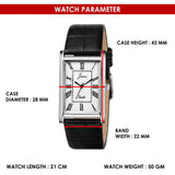 Jainx Executive Rectangular Shape Black Leather Strap Analog Wrist Watch for Men