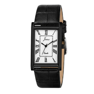Jainx Executive Rectangular Shape Black Leather Strap Analog Wrist Watch for Men