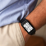 Jainx Executive Rectangular Shape Black Leather Strap Analog Wrist Watch for Men