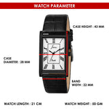 Jainx Executive Rectangular Shape Black Leather Strap Analog Wrist Watch for Men