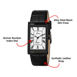 Jainx Executive Rectangular Shape Black Leather Strap Analog Wrist Watch for Men