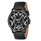 Jainx Transparent Skeleton Dial Leather Strap Analog Wrist Watch for Men