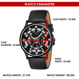 Jainx Transparent Skeleton Dial Leather Strap Analog Wrist Watch for Men