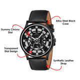 Jainx Transparent Skeleton Dial Leather Strap Analog Wrist Watch for Men